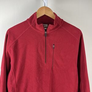 L.L. Bean Fleece 1/4‎ Zip Pullover Jacket Dark Red Lightweight Soft Mens Medium
